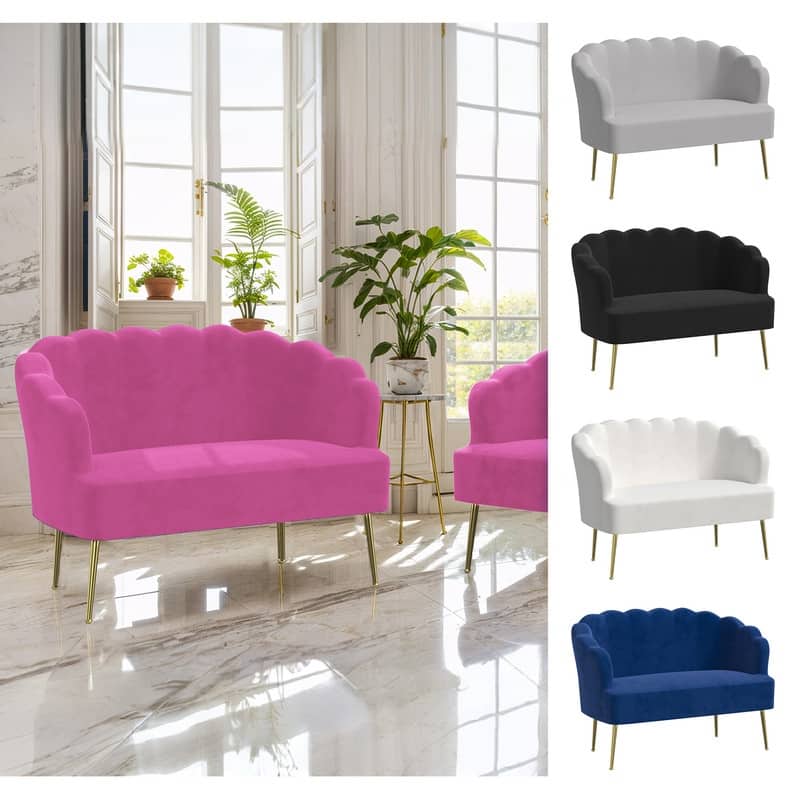 Velvet Comfortable Softness Metal Legs Loveseat Sofa