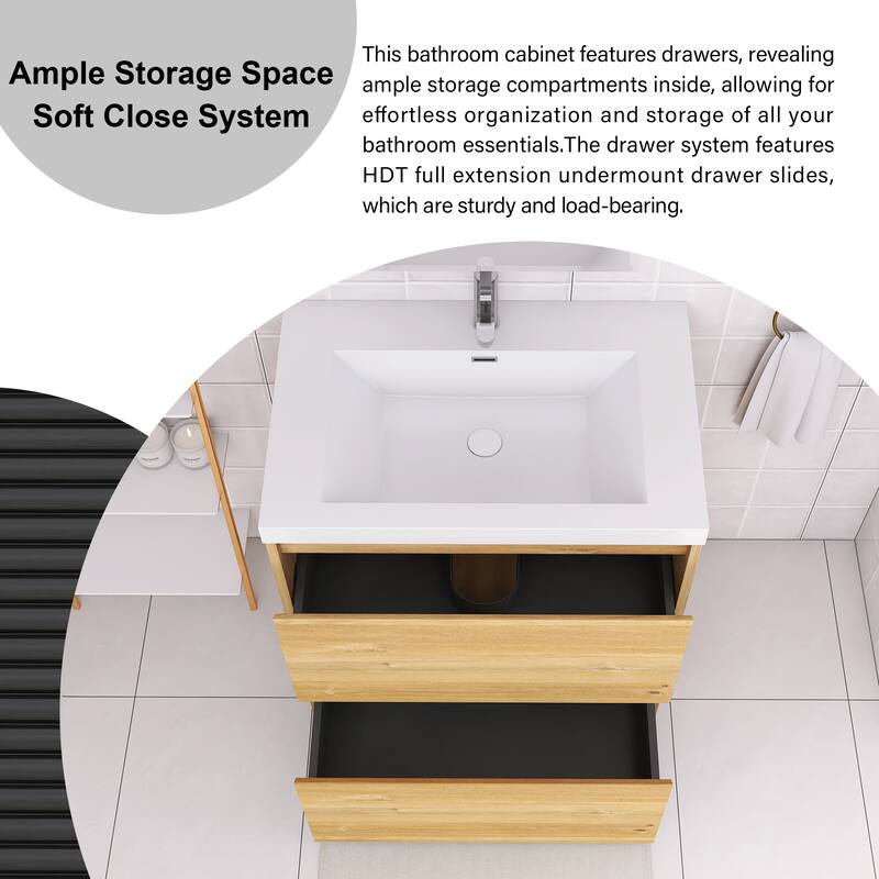 Floating Bathroom Vanity with Integrated Resin Top