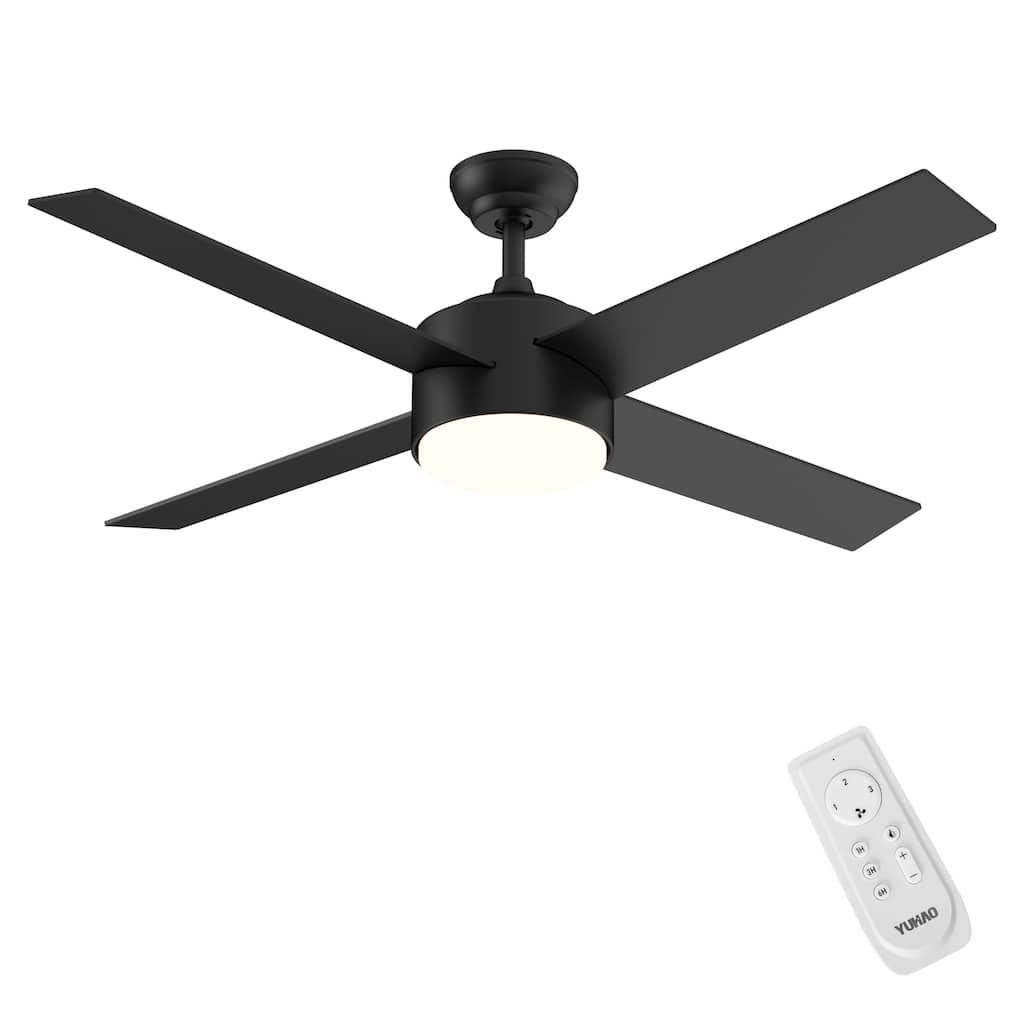 64 Inch DC Ceiling Fan with 4 Reversible Blades, Integrated LED Ceiling Fan Lighting with Remote, 6 Speed Noiseless DC Motor