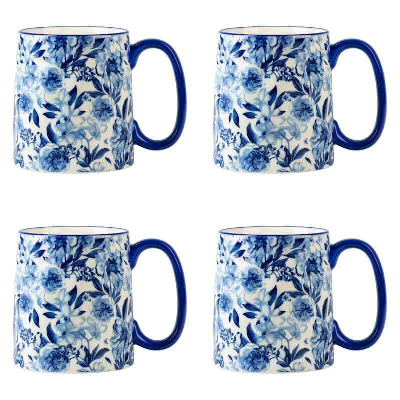 10 Strawberry Street Bella Flora Mugs, Set of 4