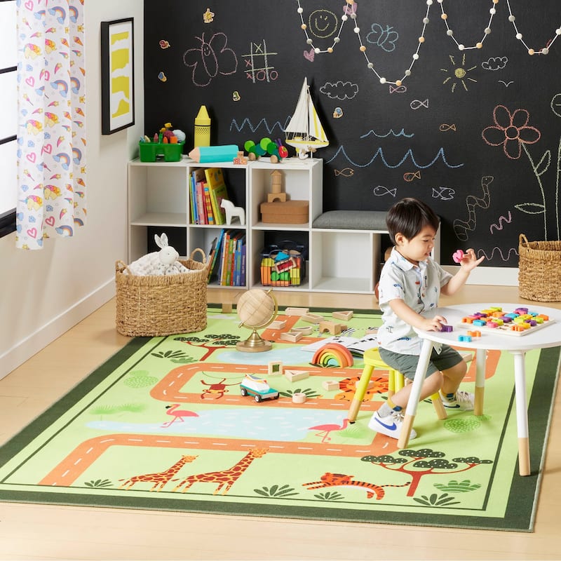 Everwash Imagine Jungle Road Kid's Washable Area Rug