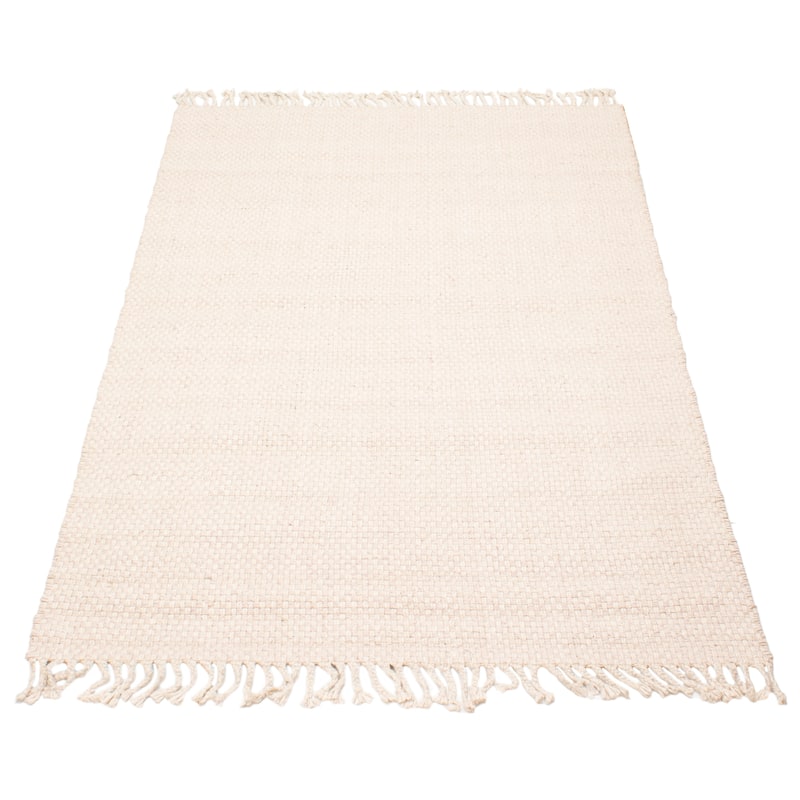 ECARPETGALLERY Braid weave Sienna Beige Wool Rug - 5'0 x 7'11