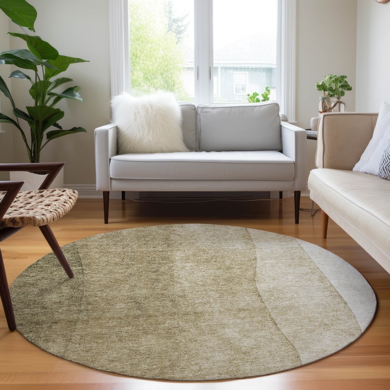 Machine Washable Indoor/ Outdoor Chantille Contemporary Ombre Rug - Taupe - 8' x 8'