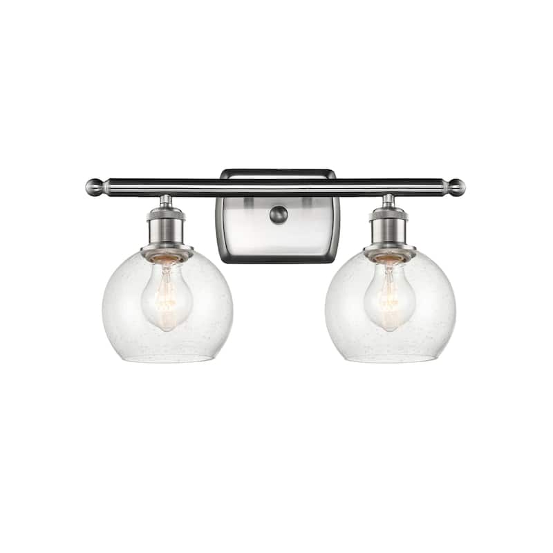 Innovations Lighting 516-2W-9-16 Athens Vanity Athens 2 Light 16" Wide - Brushed Satin Nickel / Seedy