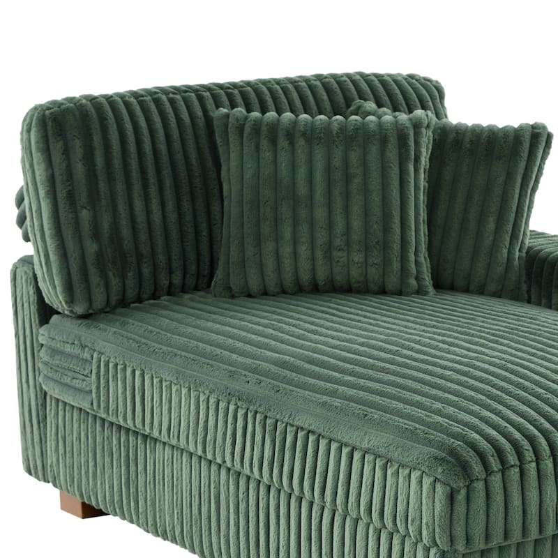 Plush Corduroy Chaise Armchair Modular Lounge Sectional Corner Sofa