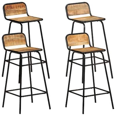 vidaXL Bar Chairs 4 pcs Solid Mango Wood - 17.3" x 17.3" x 33.1"