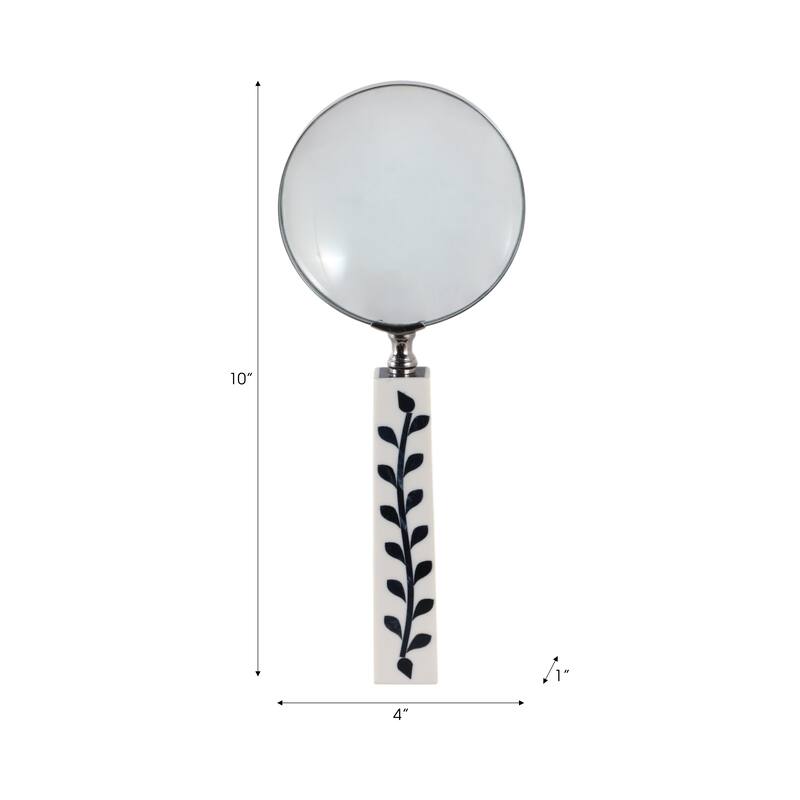 Resin Decorative Objects Glass Leaf Handle Magnifying - 10" Blue - 4" x 1" x 10"