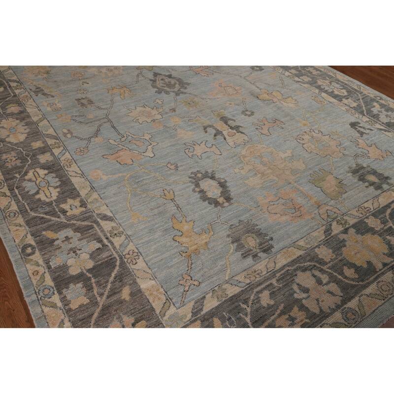 Vegetable Dye Oushak Area Rug Hand-Knotted Turkish Wool Carpet - 8'0"x 9'11"
