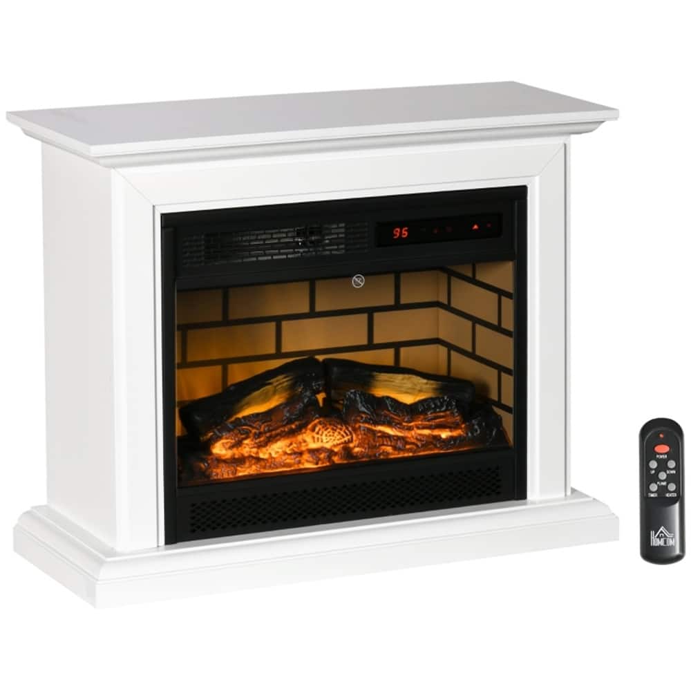 1400W White Electric Fireplace Heater with Adjustable Temperature and LED Flames Included Remote - 31" L x 10.75" W x 24.5" H