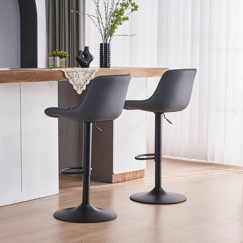 Adjustable Swivel Bar Stools Set of 2 Modern Upholstered Counter Stools