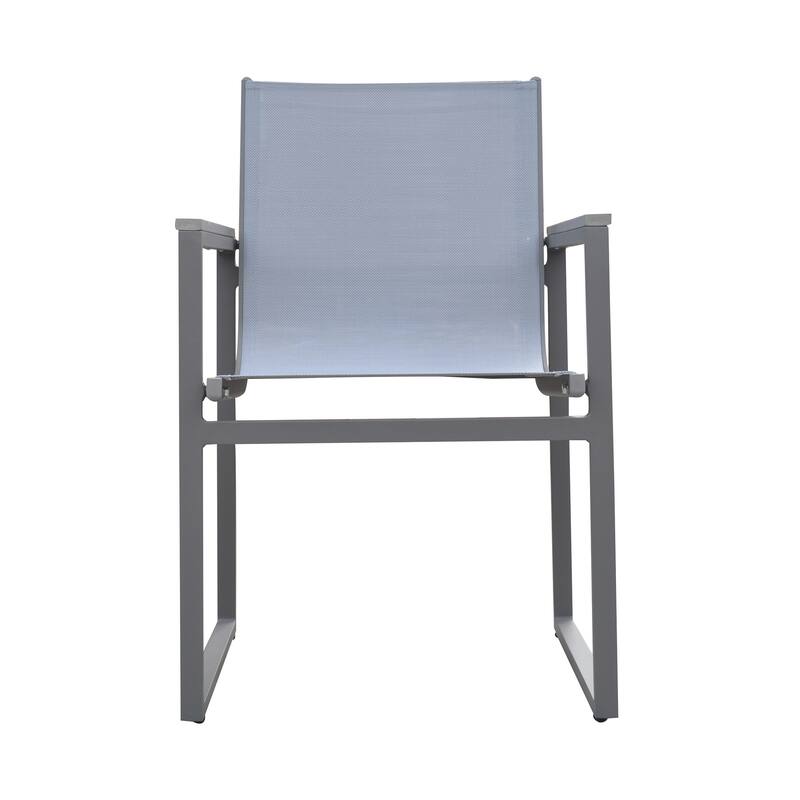 Set of Two 22" Light Gray Metal Outdoor Dining Chair