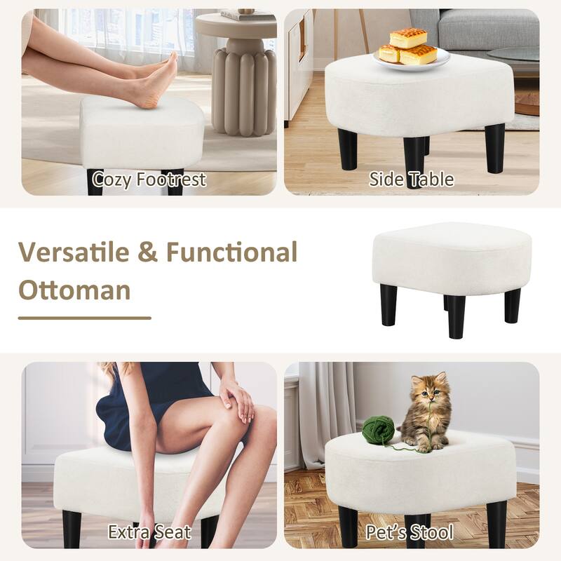 Modern Velvet Barrel Armrest Lounge Chair with Ottoman and Washable Cushion for Bedroom or Living Room