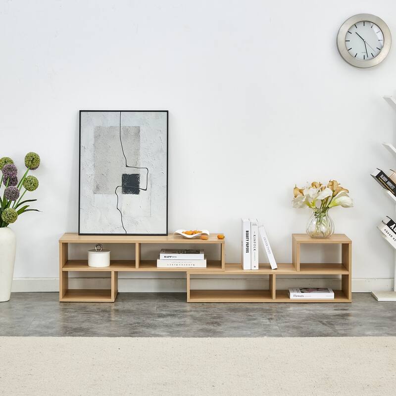 2-Piece Cube TV Stand, Free Combination Media Stand 2-Tier L-Shaped TV Stand with 6 Open Storage Compartments, for Living Room