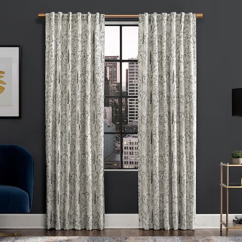 Scott Living Aubry Shimmering Floral Total Blackout Back Tab Curtain Panel, Single Panel
