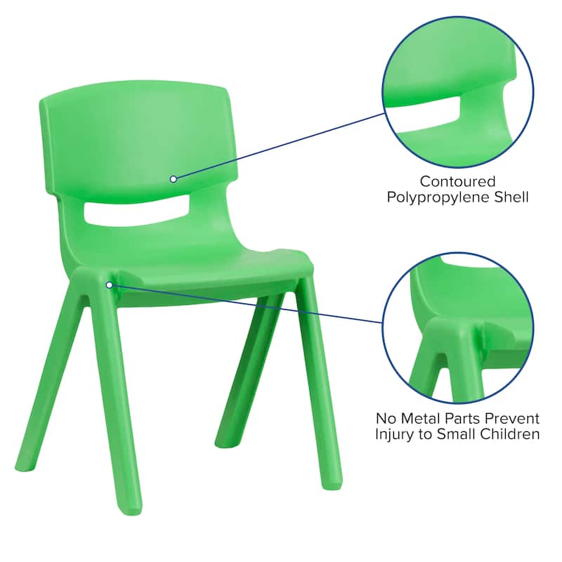 4 Pack Plastic Stack School Chair with 15.5"H Seat, 3rd-7th School Chair