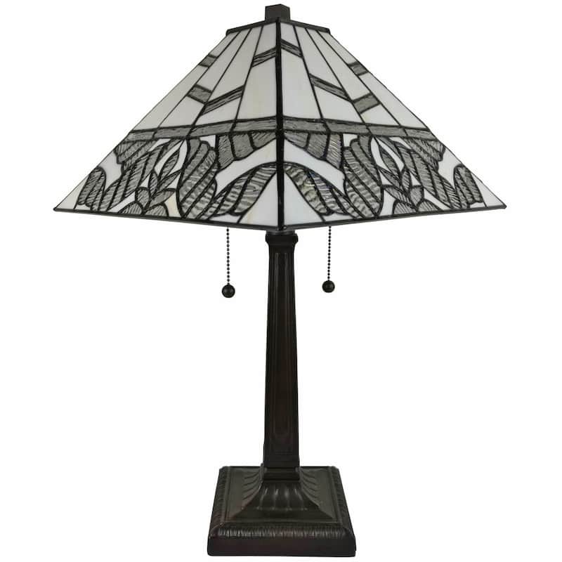 22" Dark Brown Metal Two Light Candlestick Table Lamp With White Shade - 11" x 21" x 22"