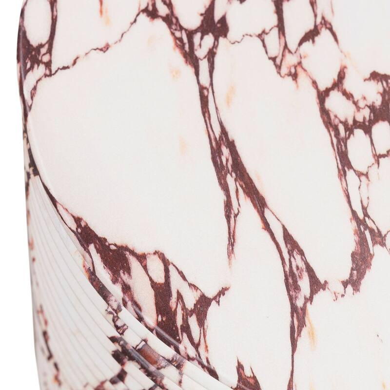 Riba Ribbed Concrete Drum Side Table with Marble Finish