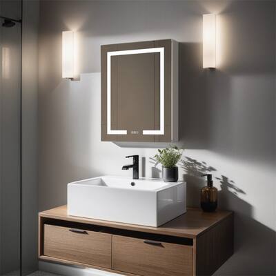 20"x 26"Lighted Medicine Cabinet with Room Temp Display and Outlets - N/A
