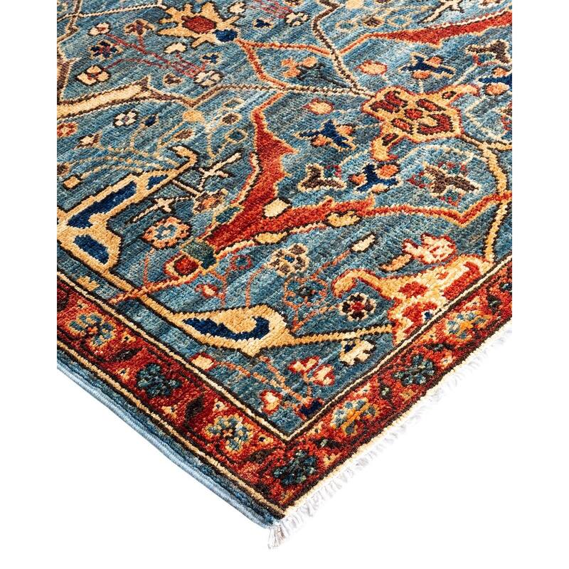 Serapi One-of-a-Kind Hand-Knotted Runner Rug - Light Blue, 2' 8" x 9' 9" - 2' 8" x 9' 9"