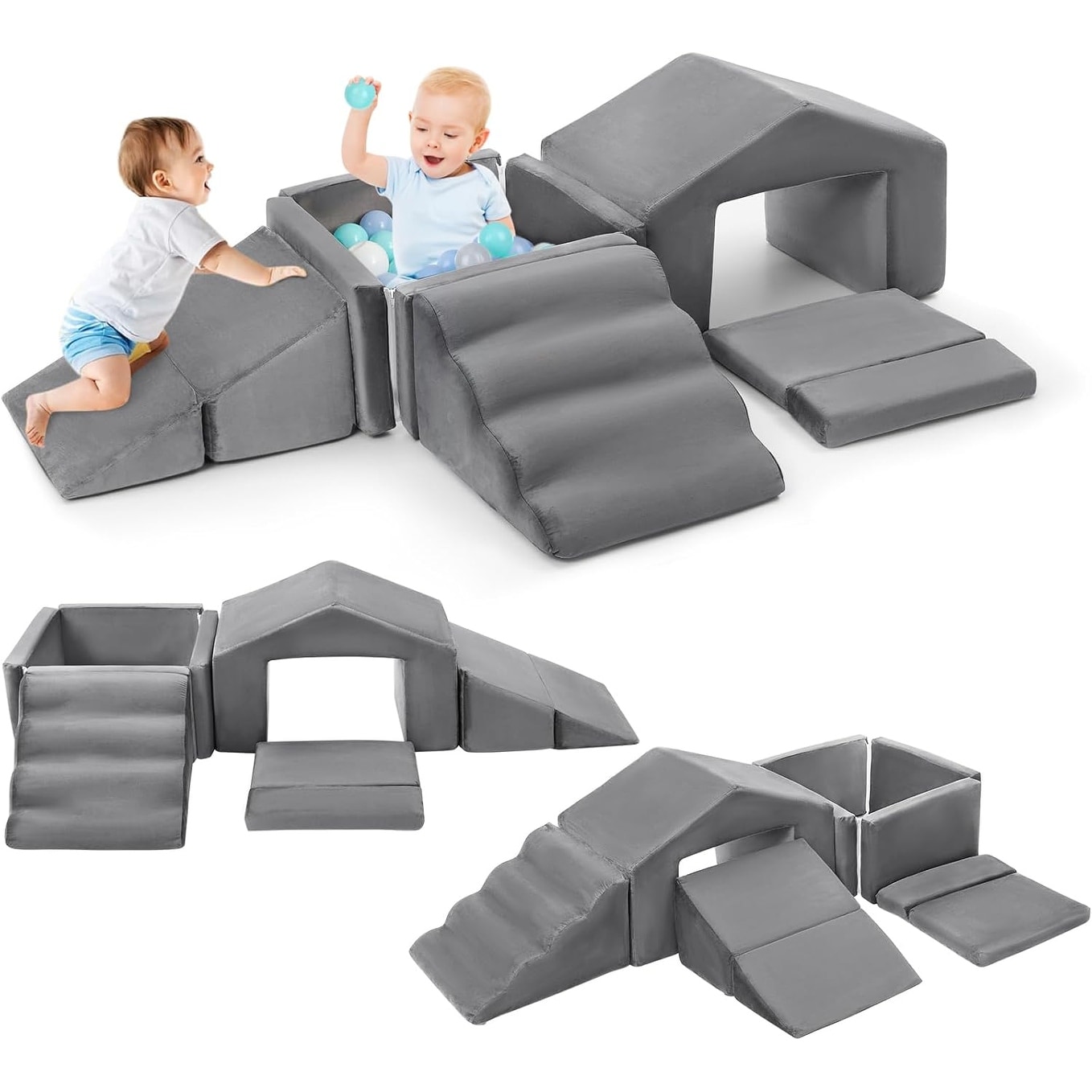 6PCs Foam Climbing Blocks and Ball Pit Activity Playset