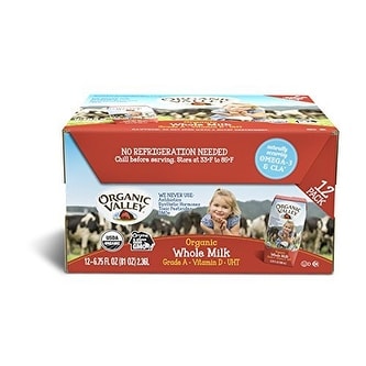 Organic Valley Single Serve Aseptic Milk - Whole - Case of 12 - 6.75oz Cartons