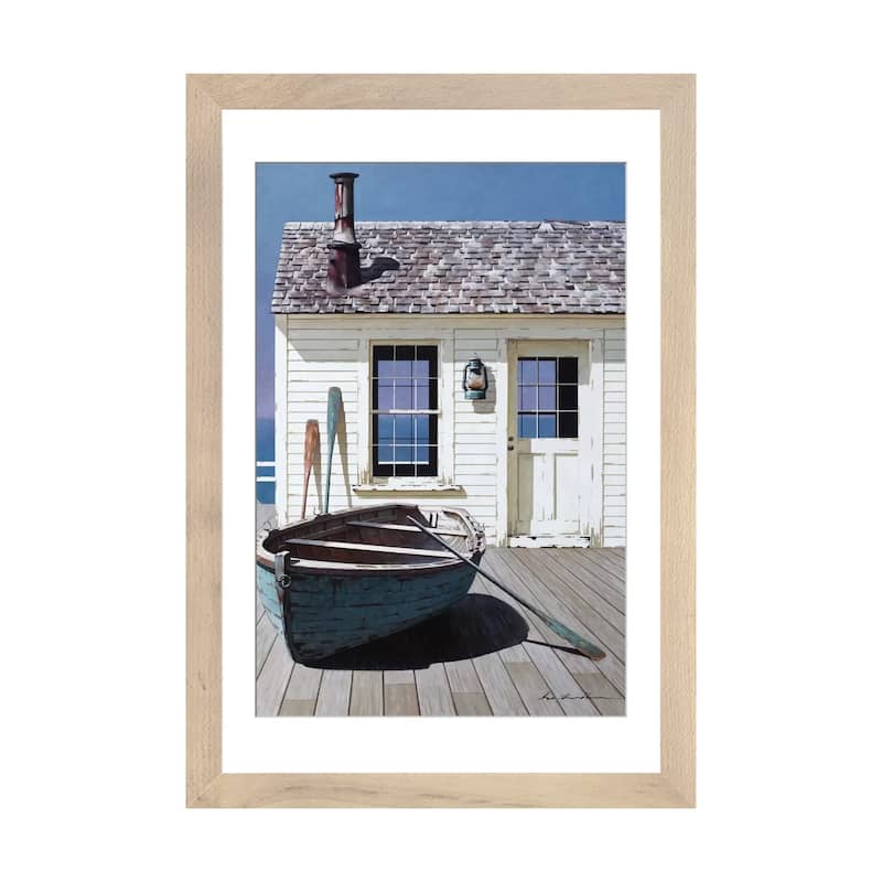 iCanvas "Blue Boat On Deck" by Zhen-Huan Lu - Natural - 24x16x1