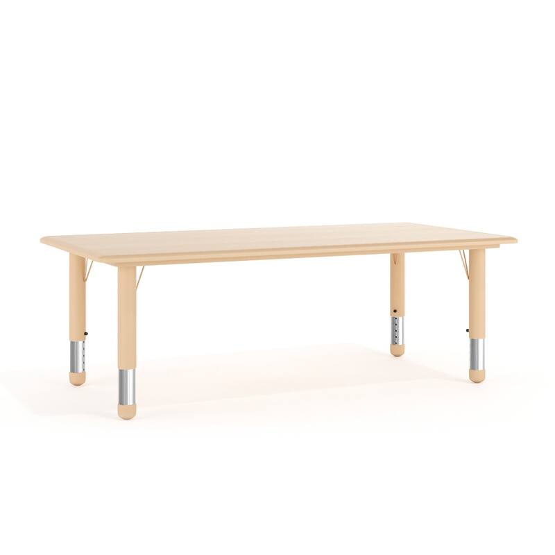 23.625"W x 47.25"L Plastic Adjustable Activity Table-School Table for 6 - Natural