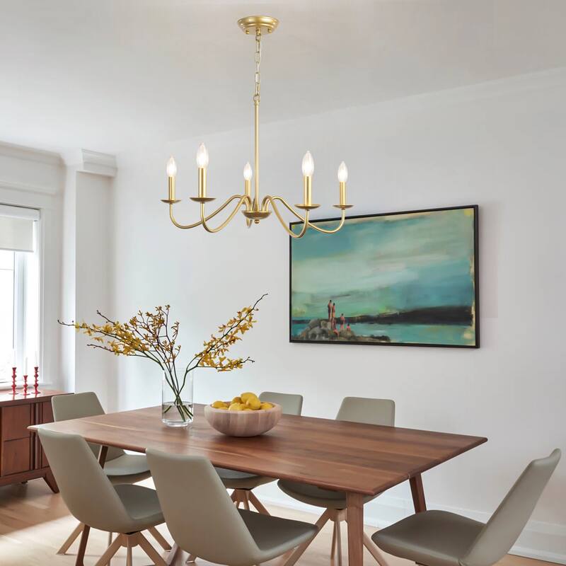 5-Light Rustic Farmhouse Candle Chandelier for Bedroom, Kitchen, Living Room and Foyer