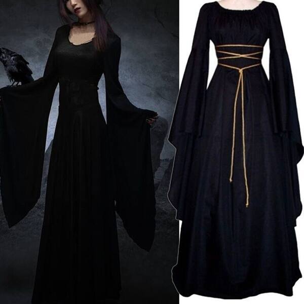 Shop Medieval Women Vintage Royal Hot Long Sleeve Narrow Waist
