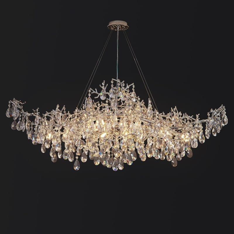KAYLA 47.2" 14-Lights Gold Luxury Crystal Linear Chandelier