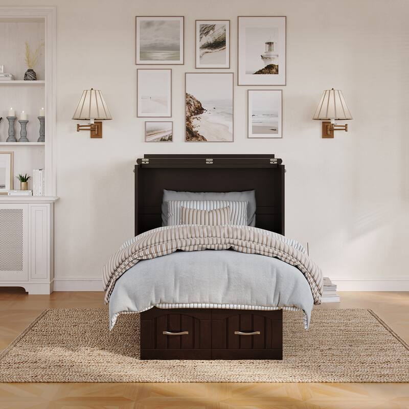 Nantucket Murphy Bed Chest with Mattress and Built-in Charging Station