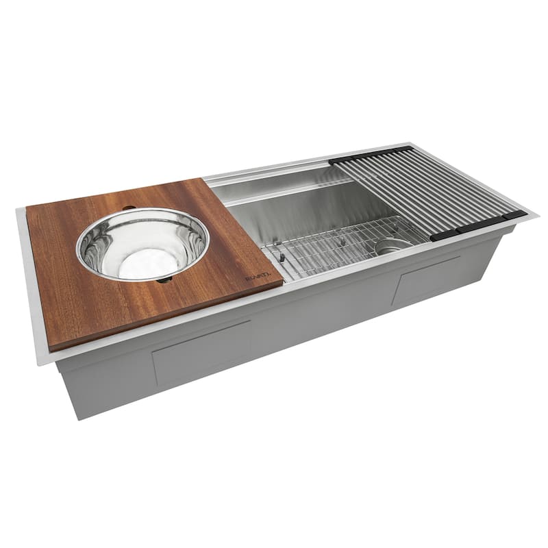 Ruvati 39-inch Workstation Dual Tier Kitchen Sink Undermount 16 Gauge Stainless Steel - RVH8299 - 39" x 19″