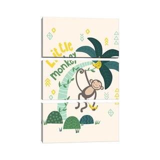 iCanvas "Little Monkey II" by Caroline Alfreds 3-Piece Canvas Wall Art ...