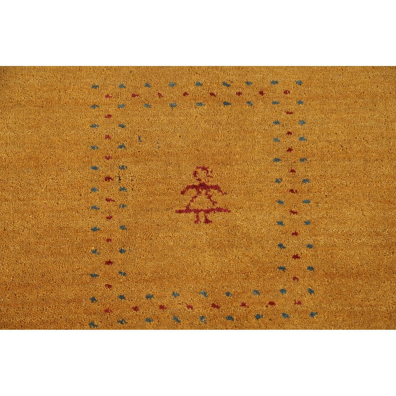 Gold Yellow Gabbeh Indian Area Rug Handmade Wool Carpet - 8'0"x 9'7"