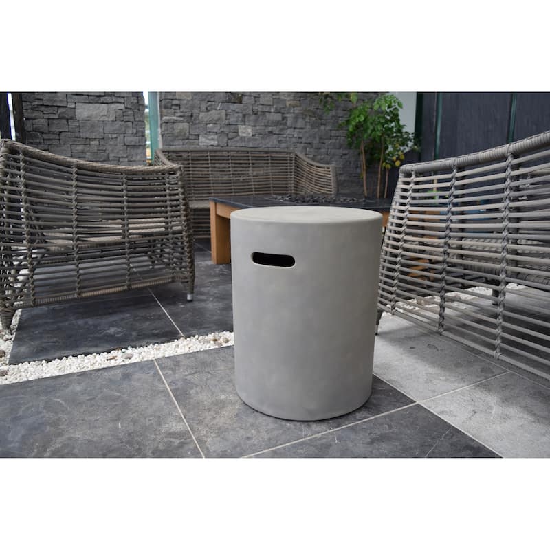 Elementi Light Grey Concrete Propane Tank Cover for Lunar Bowl Fire Table