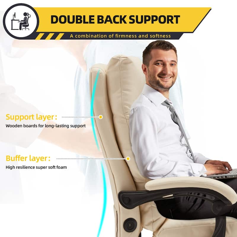 Massage Office Chair with Heat, Ergonomic Reclining Desk Chair with Footrest, Lumbar Support, Adjustable Arms