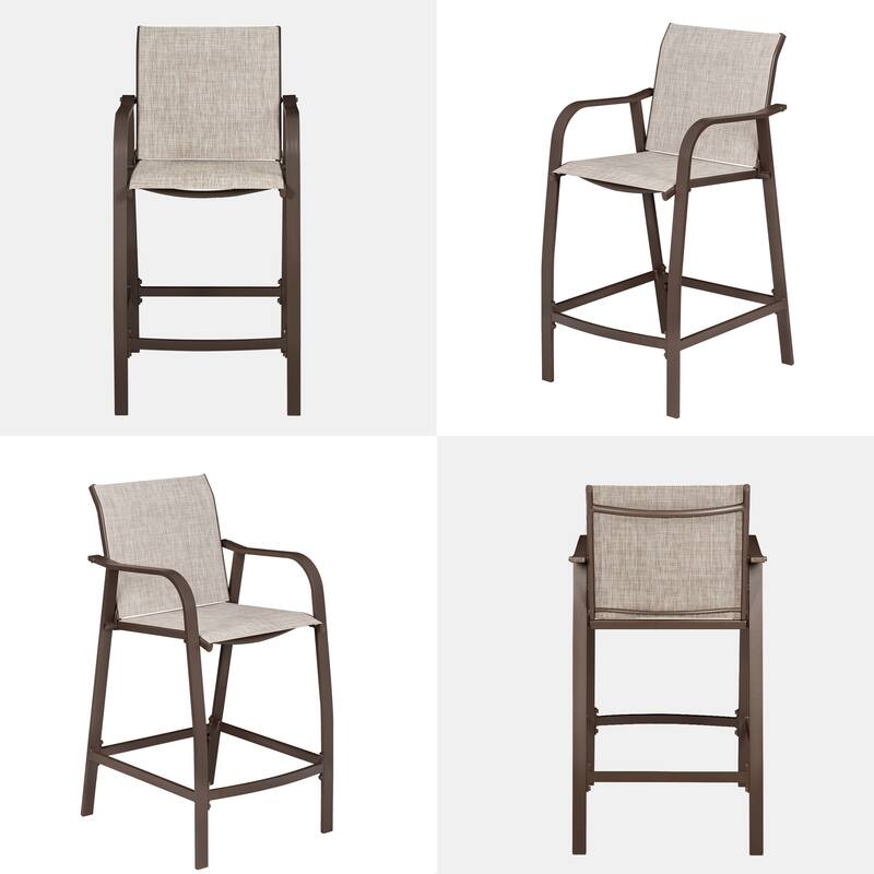 Pellebant Outdoor Patio Aluminum Counter Height Bar Stools - 21.7"widex25.6"deepx43.7"high
