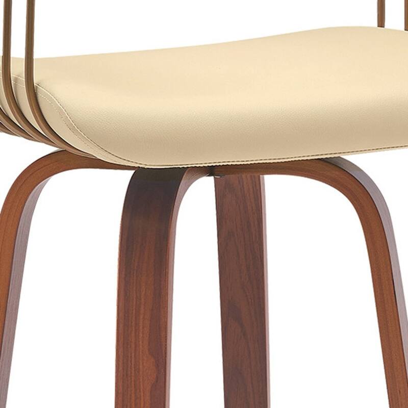 Modern Faux Leather Swivel Bar Stool with Full Back and Bucket Seat
