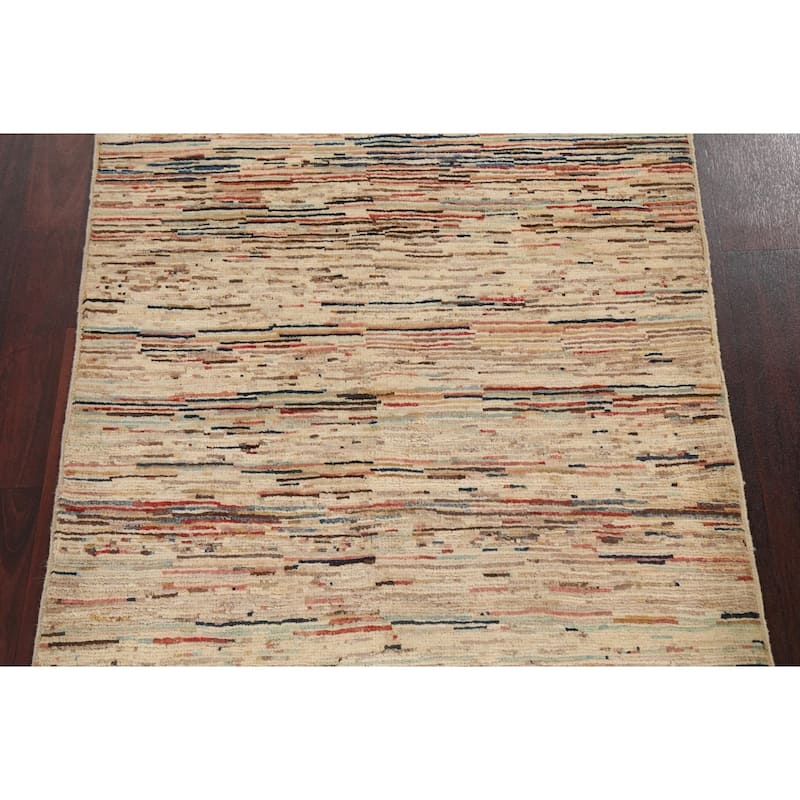 Modern Striped Gabbeh Kashkoli Area Rug Wool Hand-knotted Foyer Carpet - 2'10" x 3'10"