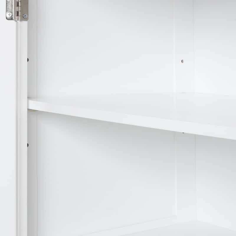 Tall Freestanding Bathroom Storage Cabinet with Two Different Size Drawers and Adjustable Shelf