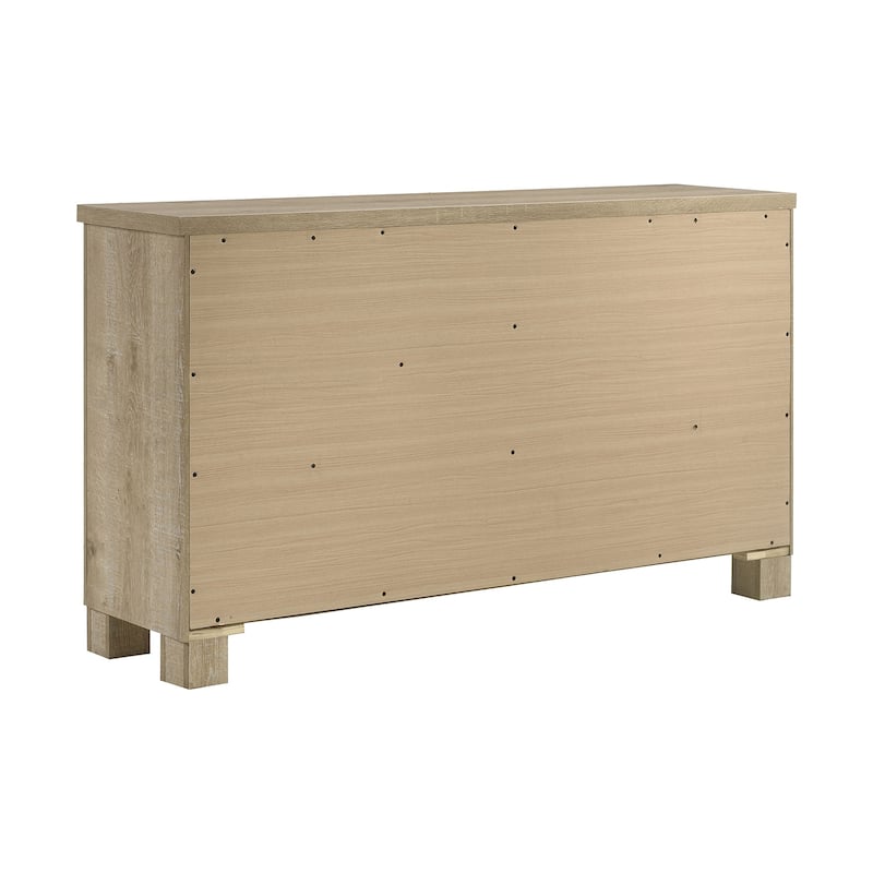 6 Drawers Wooden Dresser with Dark Bronze Handles in Weathered Oak