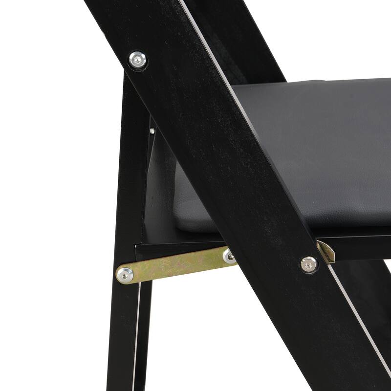 Upholstered Folding Chair, Space Saving,,Easy To Carry, 4PCS,Black cushion/Black shelf,Dining room