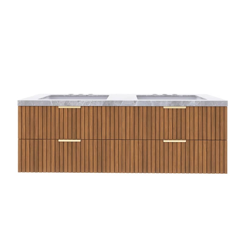 60" Wall-Mounted Bathroom Vanity with Ceramic Sink - 59.84'' x 19.69'' x 20.47''