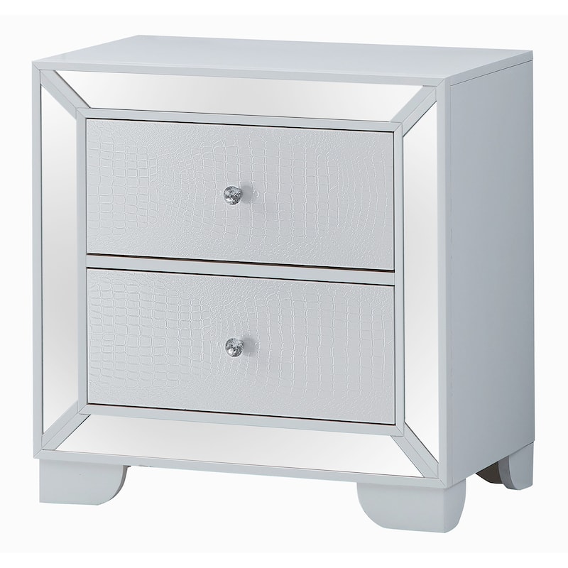 Hidden Storage Nightstand with 2-drawer - White