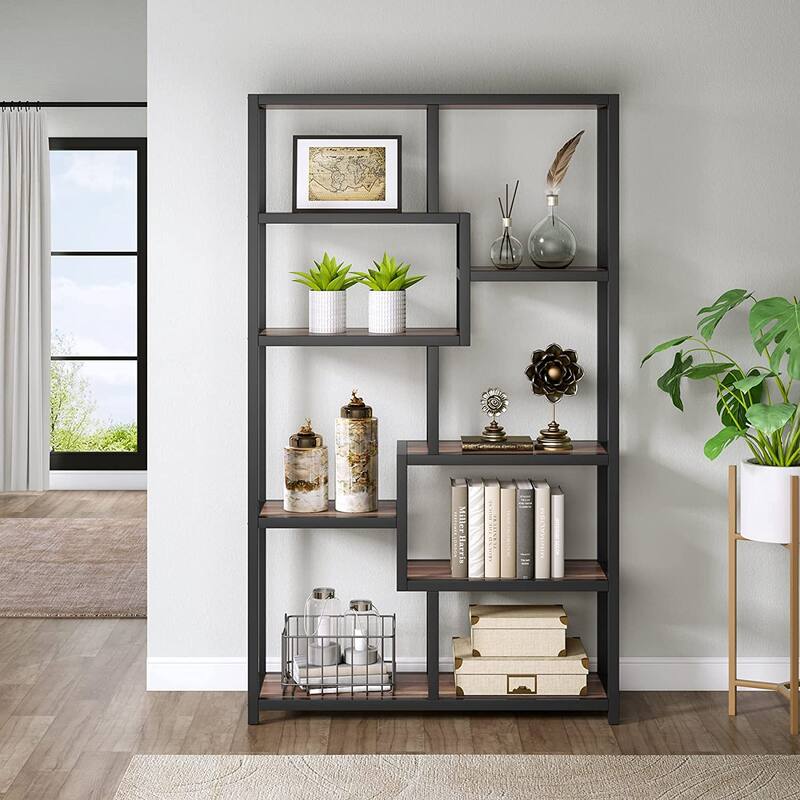 8 Shelves Bookshelf, Ladder Corner Bookcase, 4-Tier Display Shelf Storage Organizer for Home Office