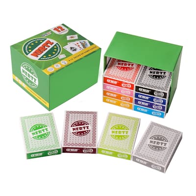 GSE™ 12-Deck Nertz Card Game Set, Multi-Colored Playing Card Deck, Bulk Set Poker Wide-Size Regular Index