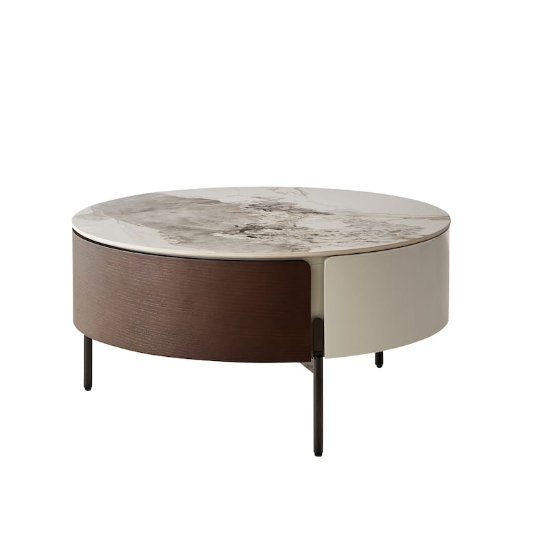 GDF Studio - Arvilla Modern Round Coffee Table with Sintered Stone Top