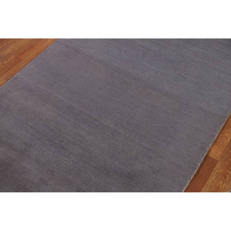 Gray Blue Modern Gabbeh Oriental Runner Rug Handmade Wool Carpet - 3'0"x 11'3"