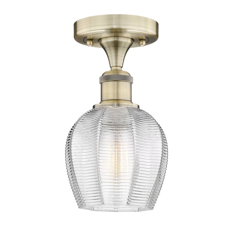 Innovations Lighting Edison Norfolk - 1 Light 6" Semi-Flush Mount - Antique Brass/Clear