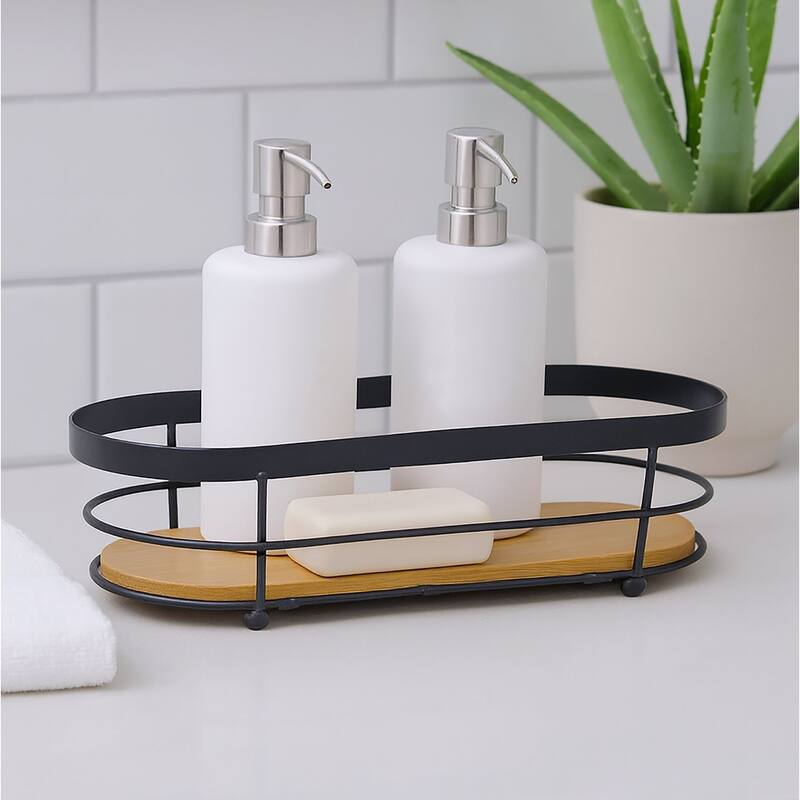 Oval Natural Bamboo Wooden Decorative Storage Organizer Tray - 11.3" x 5" - Natural